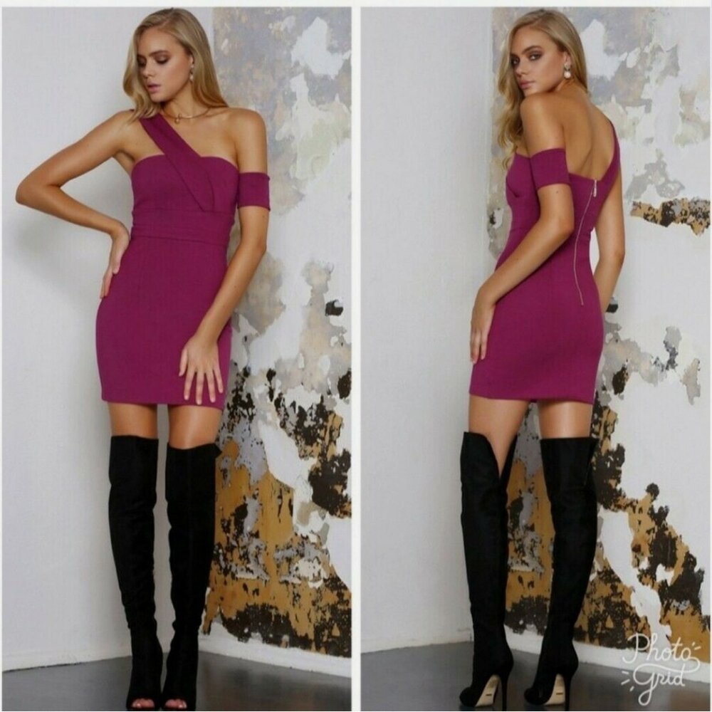 NWOT Runaway The Label Elixir Magenta One Shoulder Bodycon Dress